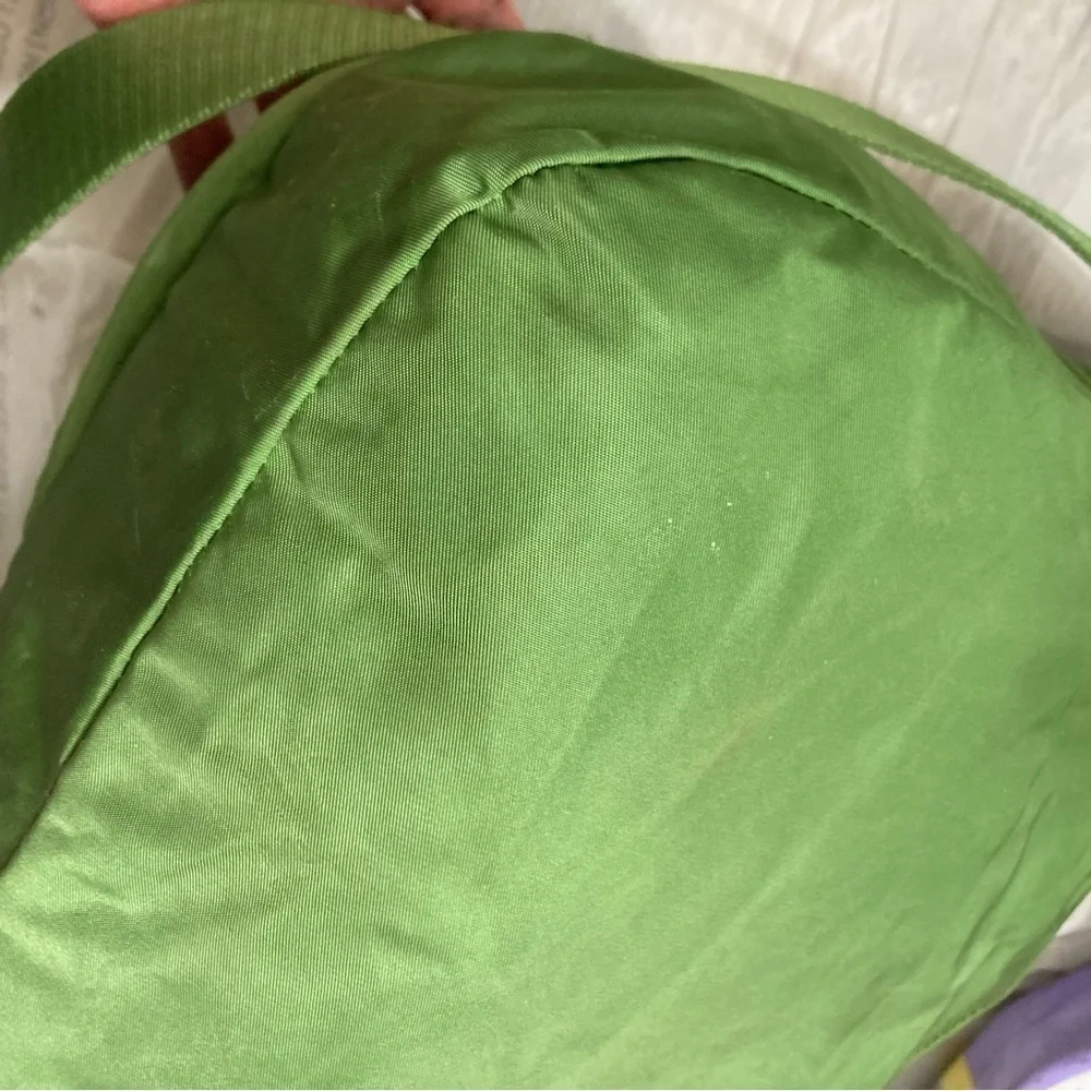 Tumi double pocket green nylon messenger bag